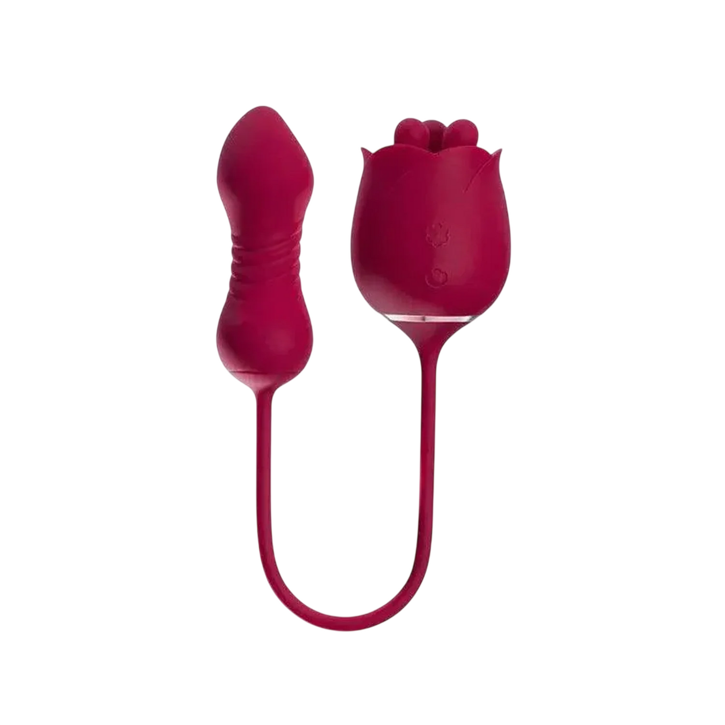 Honey Play Box, Rosa, Rotating Rose Toy & Thrusting Vibrator 2-In-1, 9 Thrusting Patterns & 9 Rotation Patterns Modes, Rose, USB Rechargeable, Silicone+ABS, 39.29 × 5.51 × 9.40 cm, Red