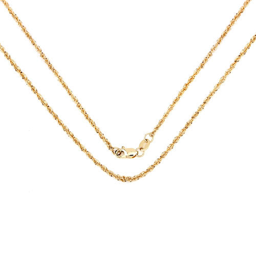 Cadena de soga ligera de oro amarillo de 14 quilates, 18 pulgadas y 1.5 mm, con broche de langosta