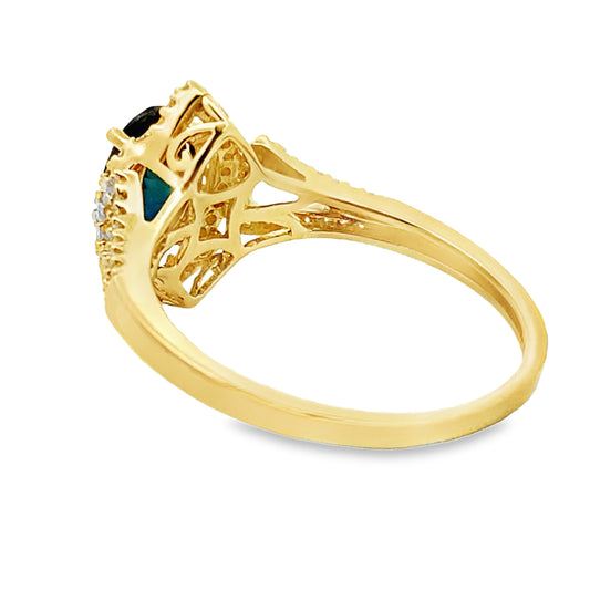 Anillo de zafiro y diamantes de 1,13 qt natural en oro amarillo de 14 kt