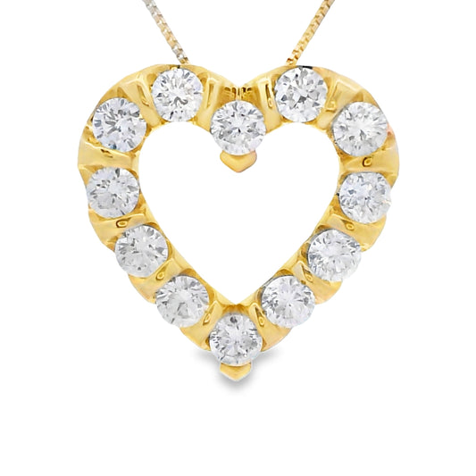 Colgante de corazón de diamante cultivado en laboratorio de oro amarillo de 10KT