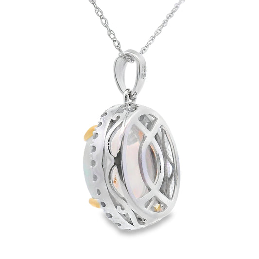 Colgantes de moda de ópalo y diamante de 2,39 ct en oro blanco de 10 kt