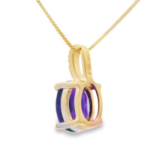 Colgantes de moda de amatista y diamante, oro amarillo de 10 quilates