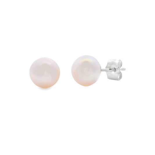 Pendientes de perlas cultivadas de agua dulce en oro blanco de 14kt