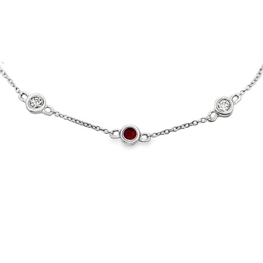Pulsera de rubí y diamante de 0,25 ct en oro blanco de 14 K