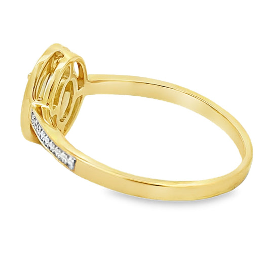 Anillo de aguamarina y diamante genuino de .40 ct en oro amarillo de 10 kt