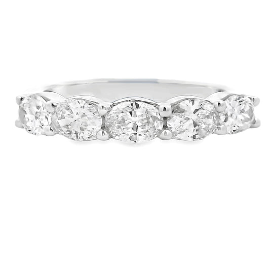 Anillo de boda con diamante de laboratorio de oro blanco de 14 kt