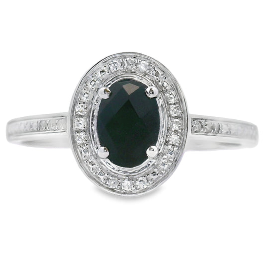 Anillo de ónix y diamantes genuinos de .55 ct de oro blanco de 10 kt