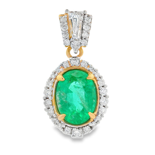 Colgantes de moda de diamantes y esmeraldas, oro amarillo de 14 K