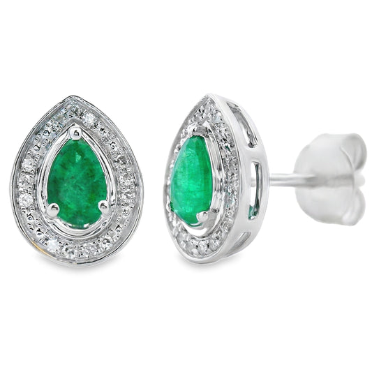 Pendientes de oro blanco de 10 quilates con diamantes esmeralda de 0,45 quilates