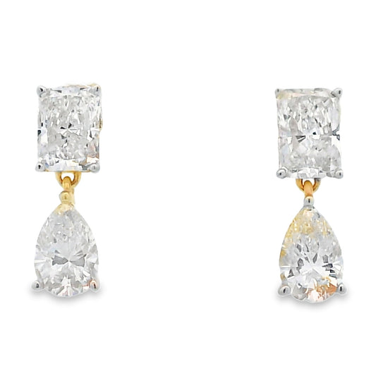 Pendientes de diamantes creados en laboratorio de 2,50 ct, oro amarillo de 14 kt