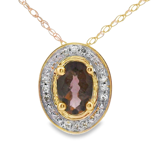 Colgantes de moda de cuarzo y diamantes de .39 ct, oro amarillo de 10 kt
