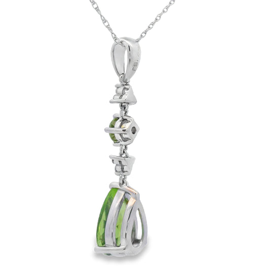 Colgantes de moda de peridoto y diamante de 2.35ct en oro blanco de 10kt