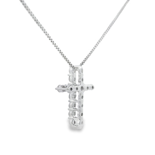 Colgante de cruz religiosa de oro amarillo de 14 quilates con diamante de 0,15 ct