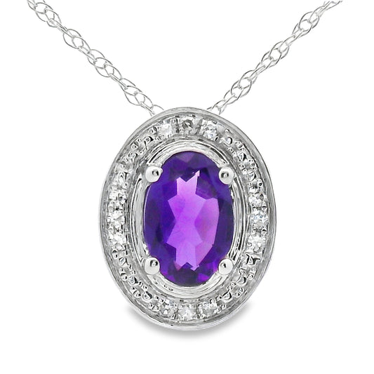 Colgantes de moda de amatista y diamante de .49 ct en oro blanco de 10 kt