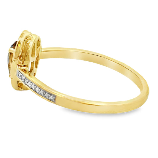 Anillo de cuarzo y diamante de 0,46 ct en oro amarillo de 10 kt