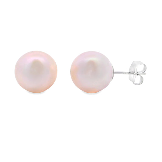 Pendientes de perlas cultivadas de agua dulce en oro blanco de 14kt