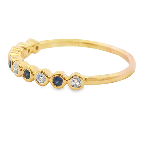 Anillo apilable de Zafiro Diamante en oro amarillo de 14K
