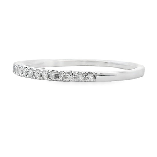Anillo de boda con diamante genuino de .13 qt de oro blanco de 10 kt