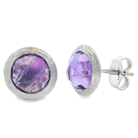 Pendientes de amatista de 2,20 ct de oro blanco de 14 K
