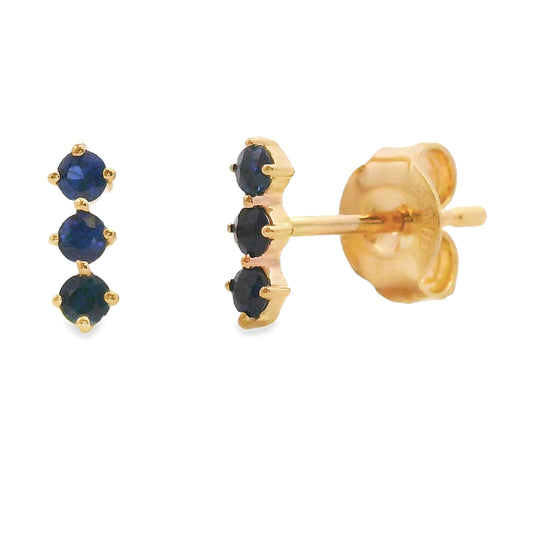 Pendientes de zafiro de .20ct genuinos de oro amarillo de 14K