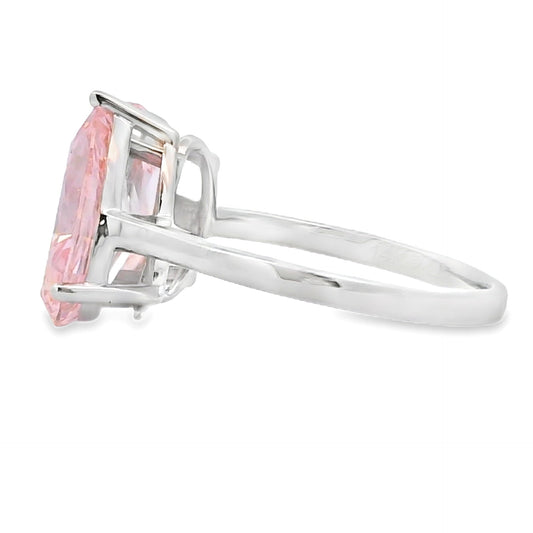 Anillo de diamante cultivado en laboratorio natural de 5,50 ct, oro blanco de 14 K