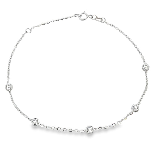 Pulsera de diamantes cultivados de .38 ct de oro blanco de 14 kt