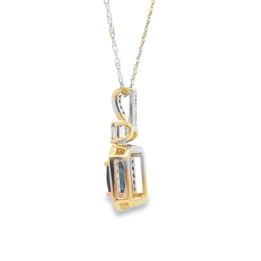 Colgantes de moda de zafiro y diamantes de oro amarillo de 14 quilates