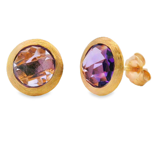 Pendientes de amatista de 2,20 quilates en oro amarillo de 14 quilates