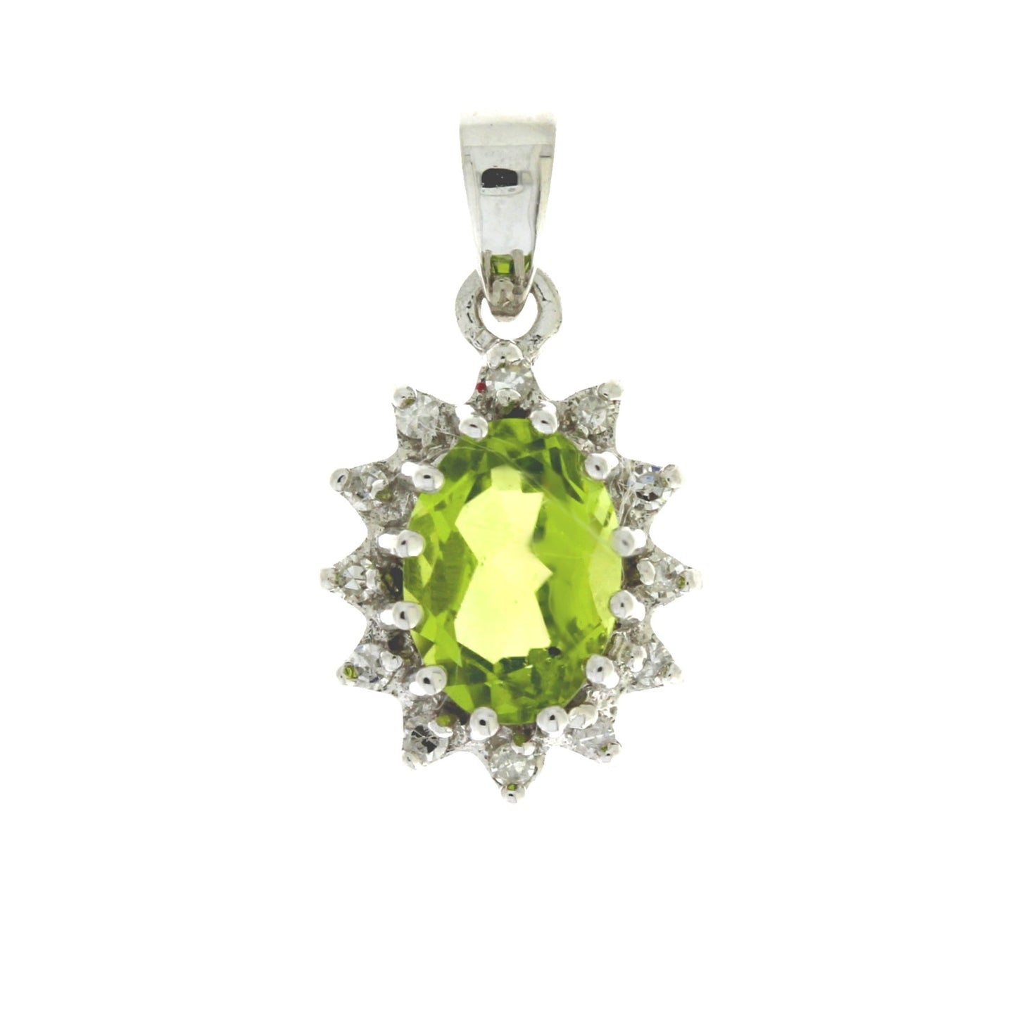 Colgantes de moda de peridoto y diamante de .96 ct oro blanco de 10 qt