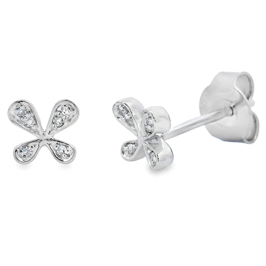 Pendientes de oro blanco de 10 qt con diamante de 0,03 ct