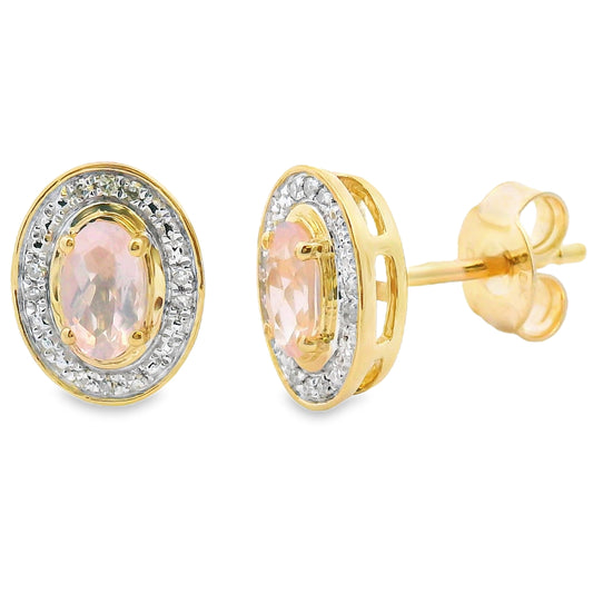 Pendientes de diamante y cuarzo de .45ct en oro blanco de 10K