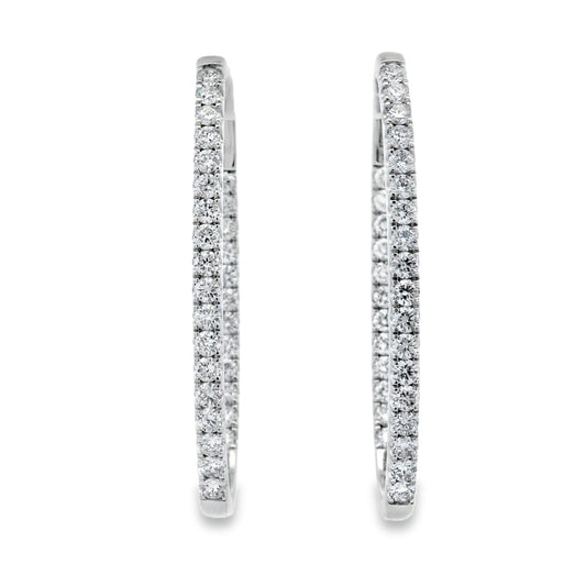 Pendientes de aro de oro blanco de 10KT con diamantes creados en laboratorio de 3,00 ct.