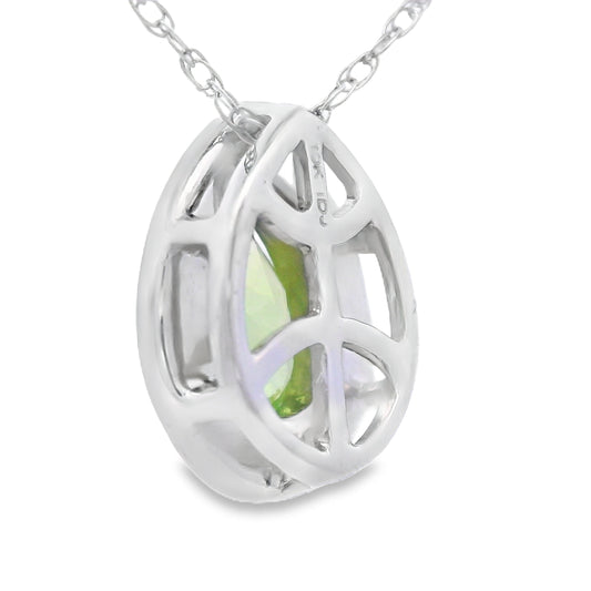 Colgantes de moda de peridoto y diamante de .47ct en oro blanco de 10K