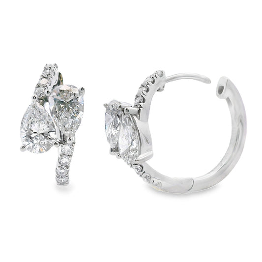 Pendientes de aro de oro blanco de 10 quilates con diamantes cultivados en laboratorio de 1,50 ct