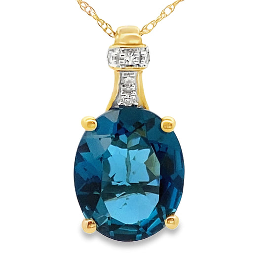 Colgantes de moda de topacio azul de Londres de oro amarillo de 10 quilates