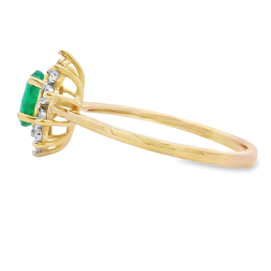 Anillo de oro amarillo de 10 qt con diamante talla esmeralda de 0,43 ct