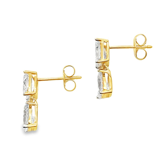 Pendientes de diamantes creados en laboratorio de 2,50 ct, oro amarillo de 14 kt