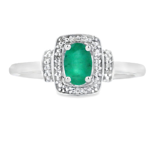 Anillo de diamante esmeralda de .45ct en oro blanco de 10kt