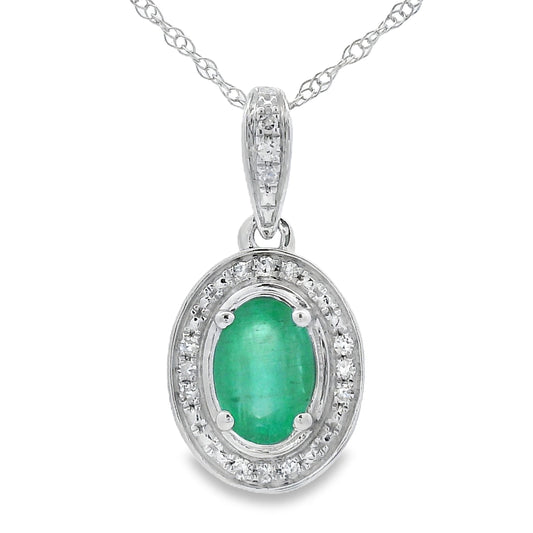 Colgantes de moda con diamante esmeralda de .46ct, oro blanco de 10K