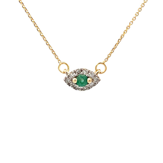 Colgantes de moda con diamantes y esmeraldas de .12 ct en oro amarillo de 14 kt