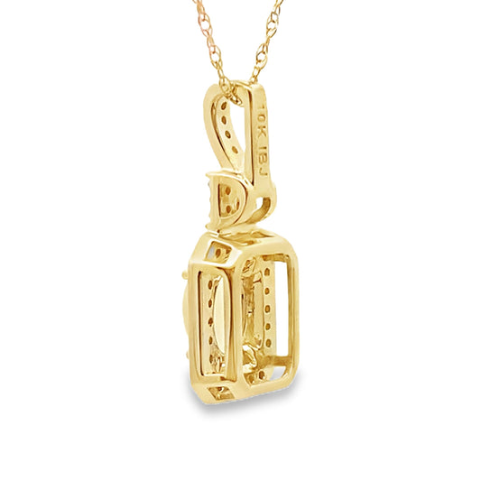 Colgantes de moda de oro amarillo de 10 qt con ópalo y diamantes de 0,06 ct