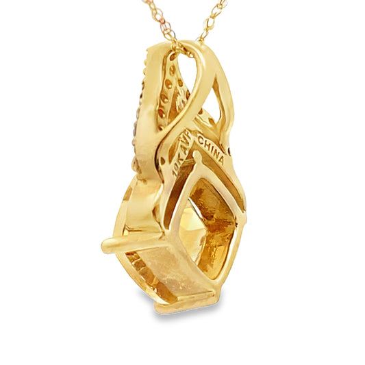 Colgantes de moda de citrino y diamantes oro amarillo de 10 KT