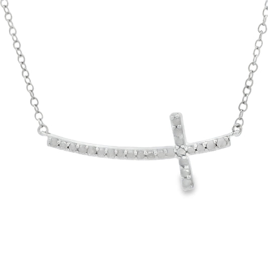 Colgante religioso de cruz de diamante de .26 qt, plata esterlina