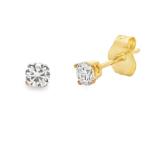 Pendientes de botón con diamantes creados en laboratorio de .25 qt en oro amarillo de 14 kt
