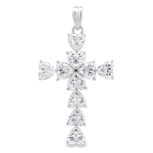 Colgante Religioso Cruz de Moissanita Plata de Ley