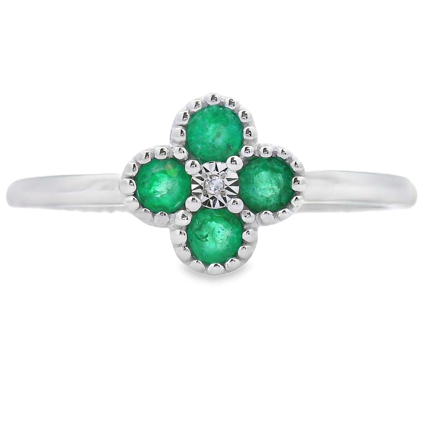 .15ct Emerald Diamond Ring 10KT White Gold