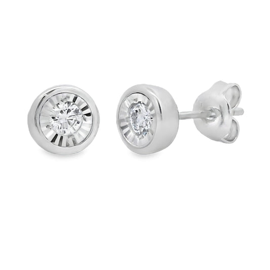 Pendientes de botón de diamante cultivado en laboratorio de .25ct Plata de ley