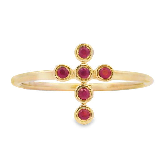 Anillo cruzado de rubí de .12 ct de oro amarillo de 14 kt