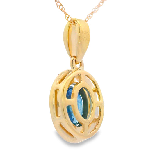 Colgantes de moda de zafiro y diamantes de oro amarillo de 10 quilates