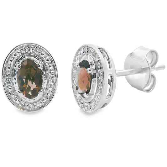 Pendientes de diamante y cuarzo de .45ct en oro blanco de 10K